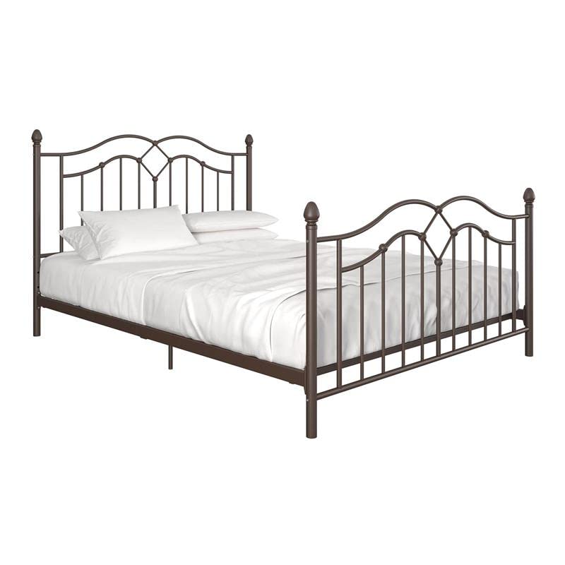DHP Tokyo Metal Platform Bed with Classic Finial Post Headboard and