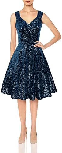 Sequin Glitter V-Neck Party Dress 