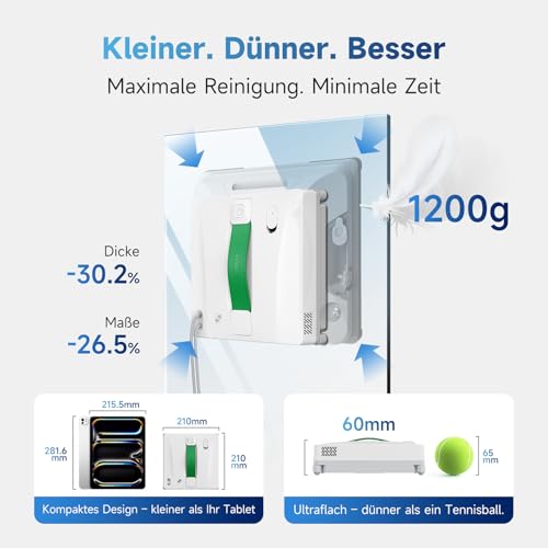 Fmart W8 Window Cleaner Robot with Spray Function, 8000Pa Suction Power and Edge Detection Technology, Automatic Window Cleaning Robot with 4 Modes