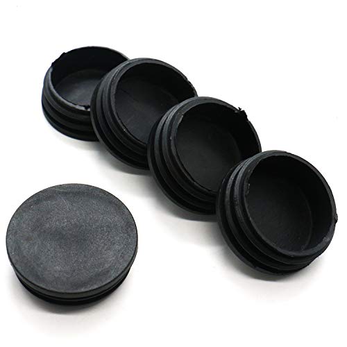 IDS 8Pcs 2" OD Round Black Plastic Tubing Plug Tube End Cap for Furniture Exercise Equipment and More