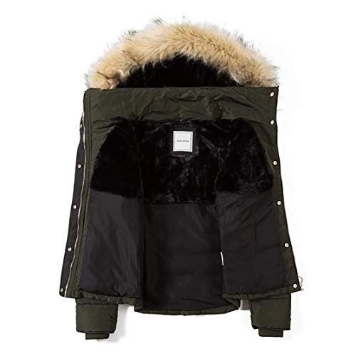 Royal Matrix Women's Heavy Short Quilted Puffer Coat with Removable Faux Fur (Kaki, 8) - Thumbnail 4