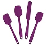 DII Kitchen Millennium, 4-Piece, Heat Resistant, Seamless, Non Stick, Dishwasher Safe, BPA Free, Silicone Spatula Set, Includes Long Spatula, Classic Spatula, Spoonula, Round Spatula- Purple
