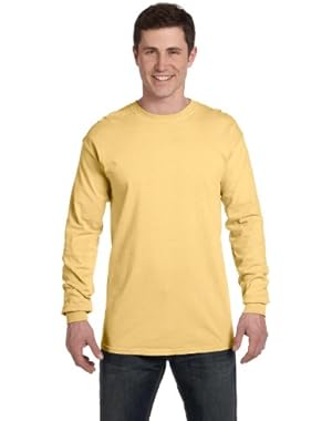 Ringspun Garment-Dyed Long-Sleeve T-Shirt (C6014)- BUTTER, L