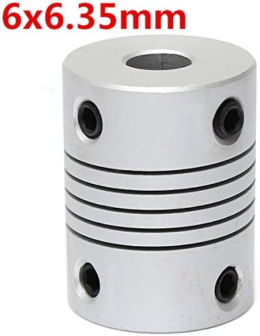 6mm x 6.35mm Aluminum Flexible Shaft Coupling OD19mm x L25mm CNC Parts Stepper Motor Coupler Connector