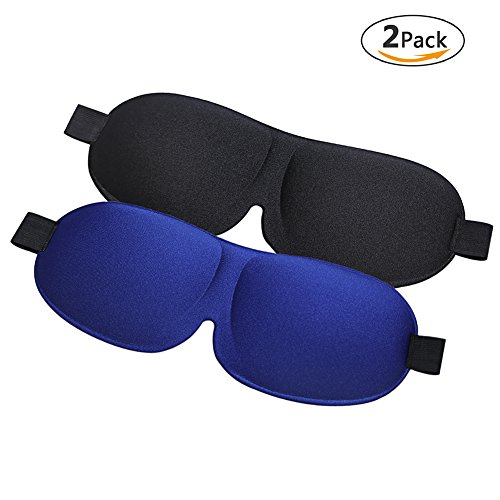 Aresmer Schlafmaske 2er Pack Augenmaske zum Schlafen 3D konturierte Form Leichte und Bequeme Schlafbrille für Reisen, Nickerchen, Schichtarbeit (Schwarz & Blau)