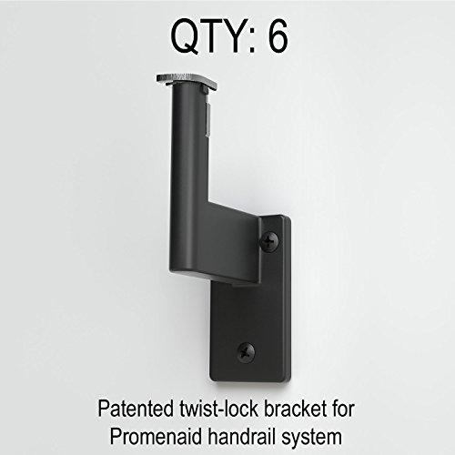 13 ft. Handrail Kit Shipped in 2 Pieces with Splice. Satin Black Anodized Aluminum with 6 Satin Black Wall Brackets and Endcaps - 1.6" Round - Thumbnail 2