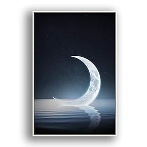 Framed Canvas Wall Art for Living Room, Bedroom Moon with Bright Canvas Prints for Modern Home Decoration Ready to Hang - 16"x24" inches