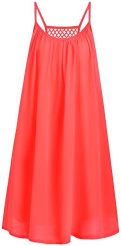 Women's Summer Casual Dress Spaghetti Straps Sundress Hollow Out Back