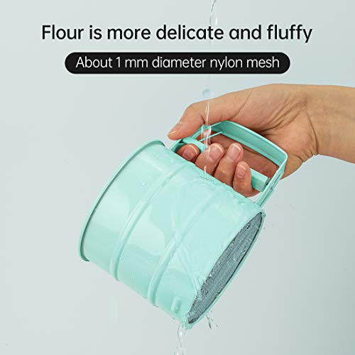 Flour Sifter, Operated Flour Sifter, Handheld Sieve Flour Strainer, Fine Kitchen Cooking, Sieve Tools for Cooking/Pastry Baking Kitchen Utensil（Blue）
