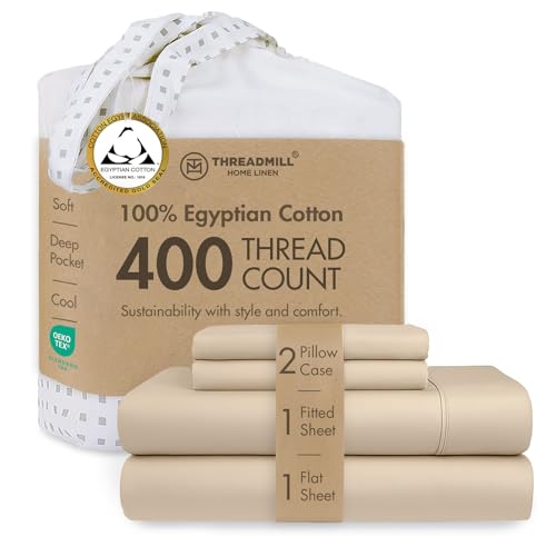 Threadmill Egyptian Cotton Full Sheet Set Beige