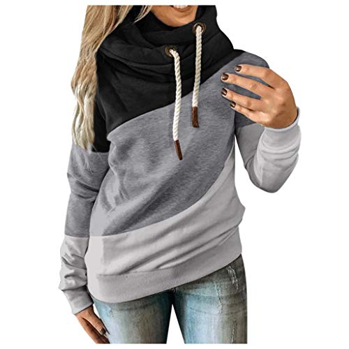 NOBOOK+H 【US Stock】 Women\'s Pullover Long Sleeve Fall Hoodies Color Block Tunics Loose Casual Lightweight Hooded Sweatshirt Hoody Tops
