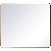 Elegant Decor Evermore 36x40 Soft Corner Metal Rectangular Mirror in Brass