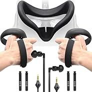 Accessories Bundle for Oculus Quest, Kit with Silicone Mask Pad Cover, Controller Knuckle Grip Strap, One-Side