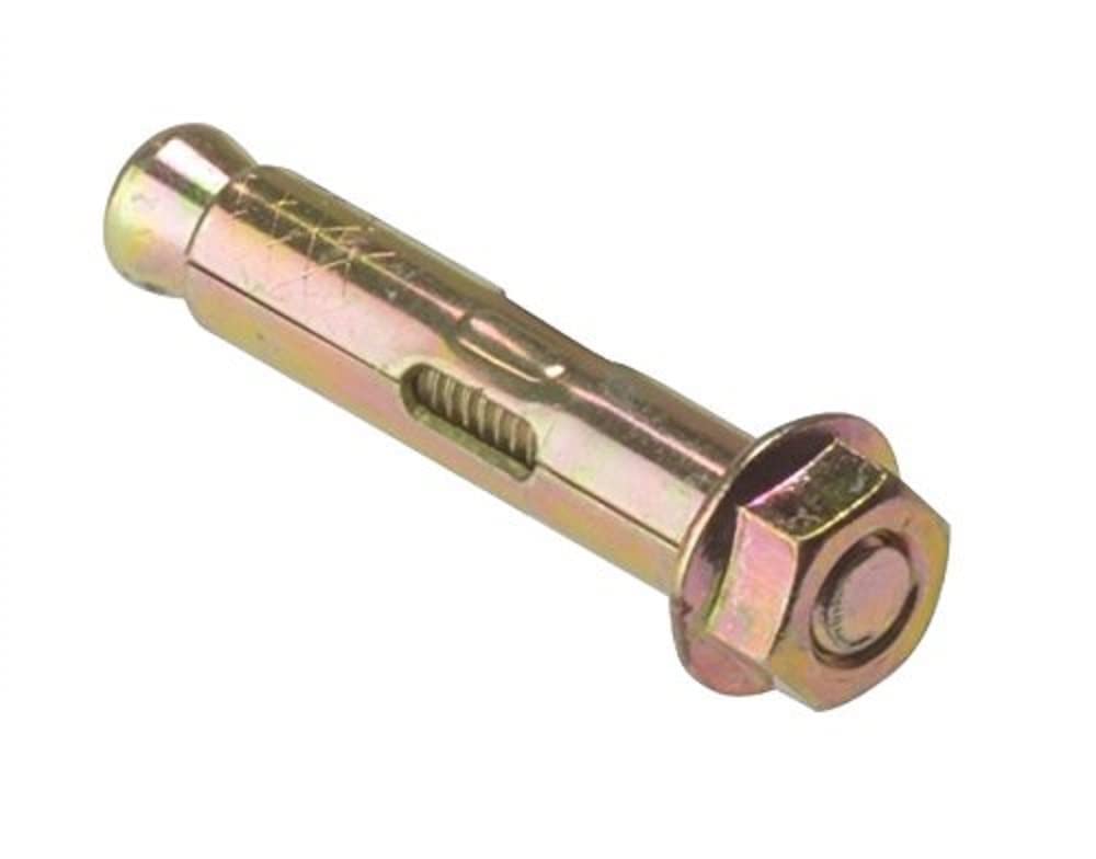 Merriway BH03988 (4 Pcs) 8.8 Steel Projecting Bolt Sleeve Anchor, Yellow Zinc Plated M8 x 100mm - Pack of 4 Pieces