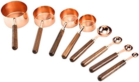 Measuring Spoons - Household Dining Bar Baking Walnut Wooden Handle Copper Plating Measuring Cups Spoon Cake Sugar - Mermaid Fancy Jars Half Cheap Bulk Measurement Drop Read Teal