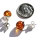 Honey Amber and Sterling Silver Small Stud Ball Earrings, 8mm