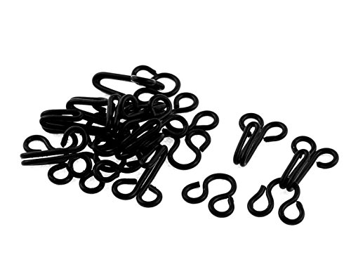 uxcell Bra Underwear Hook Eye Clasp Buttons 2.4cm Length 10Sets Black