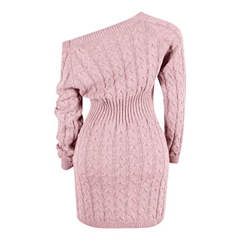 Vestiti-in-Maglia-Donna-Eleganti-Mini-Abiti-Sexy-Donne-Invernale-Lavorato-Casual-Maglietta-a-Manica-Lunga-Vestito-Vintage-Moda-Abbigliamento-Maglioni-Lunghi-Classico-Vestito-Collo-Alto