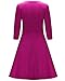 OUGES Women's 3/4 Sleeve Casual Cotton Flare Dress(Rose,M)
