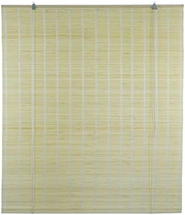 Wooden roller blinds/Vertical blackout blinds/Bamboo venetian blinds with Side Pull for Windows and Doors (110 x 135 cm, Natural)