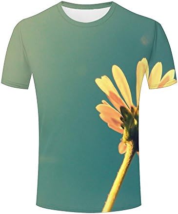 Mens T-Shirts 3D Print Vintage Daisy Graphic Casual Short Sleeve Couple Tees Tops M