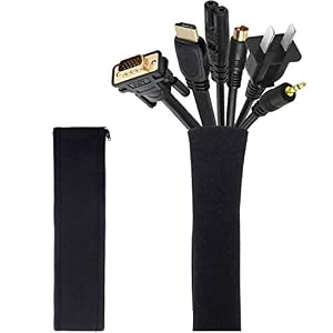 [2 Pack] JOTO Cable Management Sleeve, 19-20 Inch Cord Organizer System with Zipper for TV Computer Office Home…
