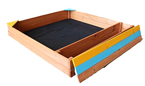 Oliver and Smith - Large Natural Cedar Square Wood Sandbox With Storage Bench - Sand Pit - 40" x 38"