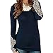 ZANZEA Women's Embroidery Lace Long Sleeve Crew Neck Tops Slim Blouse T-Shirt