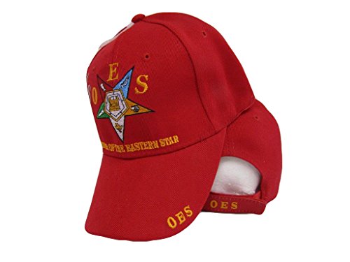 OES Order of the Eastern Star Mason Freemason Red Embroidered Cap Hat