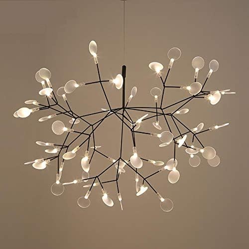 Modern Heracleum Tree Leaf Pendant Light LED Lamp Suspension Lamps Living Room Art Bar Iron Restaurant Home Lighting AL127,Champagne Gold,Dia 50cm 30 LEDs,Cold White