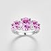 Psiroy 925 Sterling Silver Plated Created Pink Topaz Filled 5 Stone Engagement Ring Band Size 9