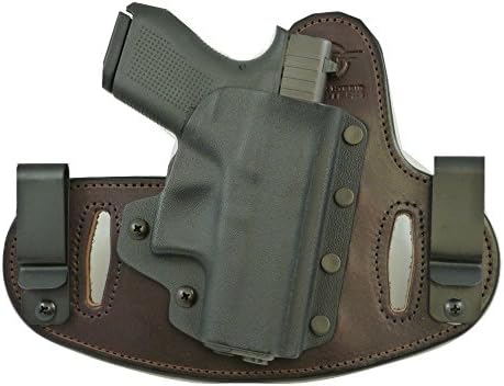 Hidden Hybrid Holsters, Glock 43 9mm - Concealed Carry Gun Holster (Black/Brown, RH)