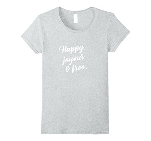 Womens Happy Joyous and Free AA Sober Life Recovery Medium Heather Grey