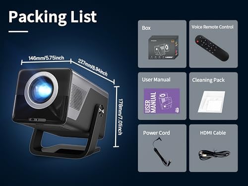 [8K/4K Supported/2000 ANSI/AI Visual Calibration] Native 1080P UHD Video Projector, X7 Smart Projector with Android 14 OS IA Auto Focus/Keystone/Obstacle Avoidance, WiFi/Bluetooth 200" Display