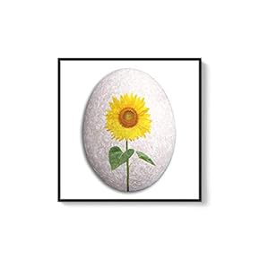 Framed Canvas Wall Art for Living Room, Bedroom Flower on Cobblestone Canvas Prints for Home Decoration Ready to Hanging - 16x16 inches