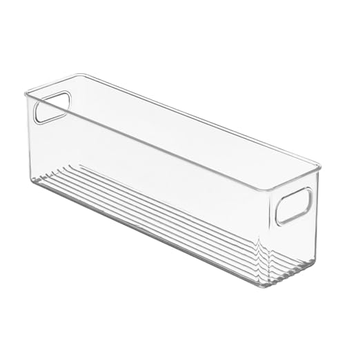Photo 1 of mDesign Plastic Long Stackable Storage Organizer Container, Organization Bin w/Handles for Kitchen, Pantry, Fridge, Freezer, Cabinet, Perfect to Hold Breast Milk - Ligne Collection - Clear