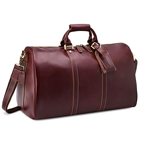 BAIGIO Men's Genuine Leather Travel Duffel, 19 Inch Oversize Weekend Bag, Vintage Weekender Tote, Overnight Duffle Luggage for Men & Women