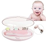 Electric Nail File Drill for Baby No Sharp Claws Hurt, 6 in 1 Safety Cutter Trimmer Clipper for Toes and Fingers (Pink)