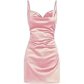 ZAFUL Women's Satin Sleeveless Spaghetti Strap Mini Sheeny Cocktail Party Silk Mini Cami Dress