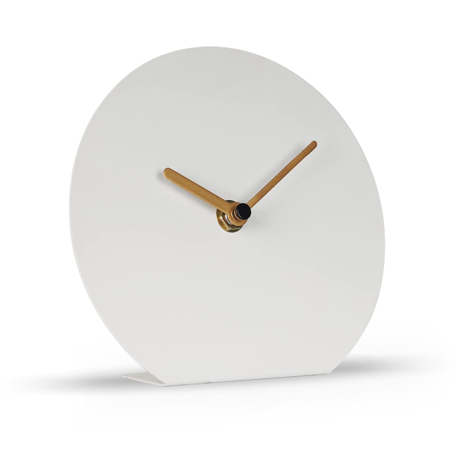 Photo 1 of SOFFEE DESIGN 6'' One-Piece Table Clocks Without Scale Modern Minimalist Style Decoration, Iron Silent Quartz Desk Clock Creative Ornaments, Battery Operated Non Ticking for Home, White
