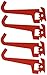 Wall Control 3-1/2in Reach Curved Tip Slotted Hook Pack - Slotted Metal Pegboard Hooks Pegboard and Slotted Tool Board - Red
