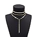 Zealmer Shoopic Mulitlayer Coin Choker Necklace Long Y Chain Necklaces for Women Gold