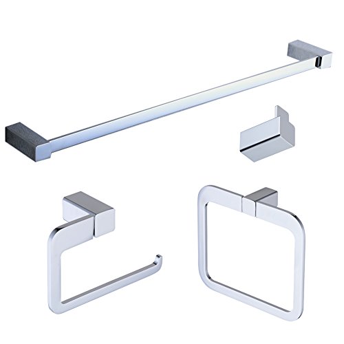 Beelee Chrome Bathroom Accessories Set, Wall Mounted Towel Bar Holder Bath Hardware Accessory Set