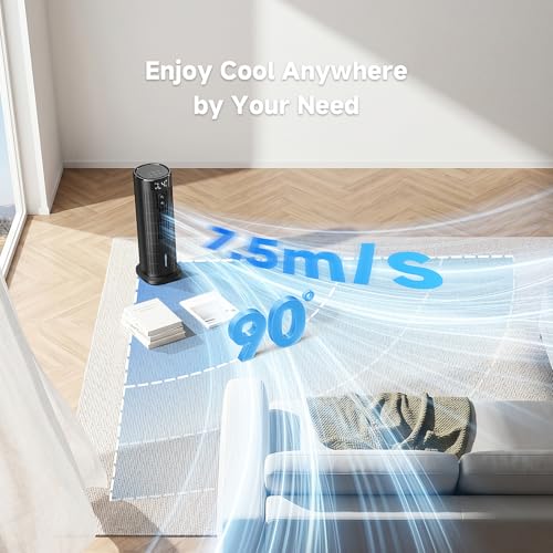 Portable Air Conditioner, Silent Air Cooler, Portable Air Conditioner with Fan Speed, Timer, Large Capacity Water Tank, for Home, Office (Black)