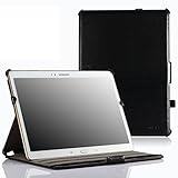 MoKo Samsung Galaxy Tab S 10.5 Case - Genuine Leather Slim-Fit Multi-angle Folio Cover Case for Samsung Galaxy Tab S 10.5 Inch Android Tablet, BLACK (With Smart Cover Auto Wake / Sleep)