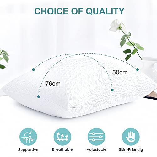 LUTE Cooling Pillow Shredded Memory Foam Pillow King Size, Firm Bamboo