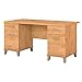 Bush Home 60-inch Home Office Desk with Drawers, Large Computer Table with Storage, Transitional Style, Somerset Collection, Maple Cross