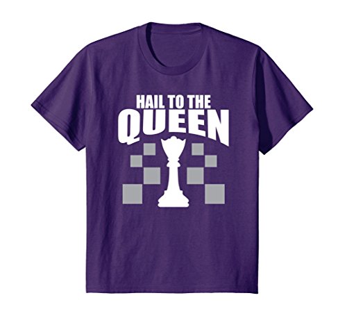 Kids Hail To The Queen T-shirt Chess Shirt for Girl Female Player 10 Purple