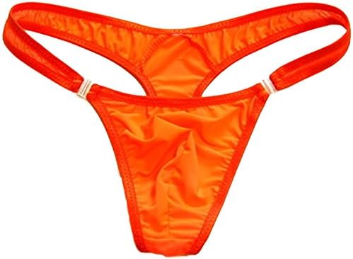 WenMei Men's Bikini Boxer Briefs trip Thongs G-string Milk Silk Underwear Shorts (M, Dark Orange)