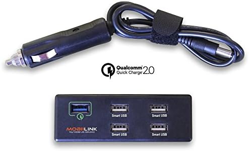 Quick Charge 2.0, MobiiLink 50W 5-Port USB Car Charger for Galaxy S6 Edge Plus, Note 4 5, LG G4, HTC One M8 M9, Nexus 6, iPhone, iPad and More